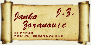 Janko Zoranović vizit kartica